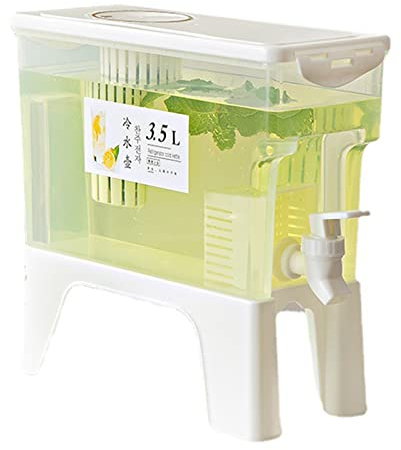ZHDOKA Distributeur de Boissons en Plastique de 3,5 L, Grande Capacité, Jus Glacé, Limonade, Bouilloire Froide avec Robinet, Pichet d'eau pour Réfrigérateur pour Jardin, Maison, Fête(#1)