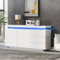 Sweiko Commode Meuble Haut Buffet 2 Portes 3 Tiroirs Buffet Meuble de Salon Moderne Meuble d'appoint Meuble de Rangement Buffet Haute Brillance avec Lumière LED sans Poignée 140x35x72.5cm - Blanc