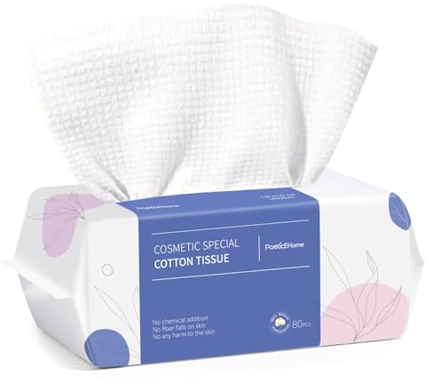 PoeticEHome Asciugamani monouso cotone - Salviette asciutte per la pulizia del viso in tessuto di cotone extra spesso - Panni biodegradabili per la rimozione del trucco e la pulizia delle superfici