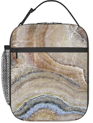 KazUp Onyx-Stein, blassblauer Druck, Lunchtasche, wiederverwendbare Kühltasche, langlebige, isolierte Lunchbox, wiederverwendbare Tragetasche