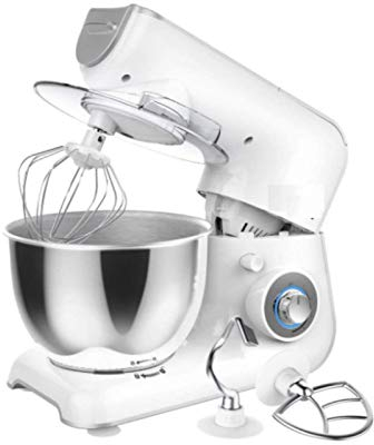 Stand Mixer,4L 1200W 5-Speed Tilt-Head Food Mixer,Kitchen Electric Mixer with Dough Hook,Whisk & Beater,White