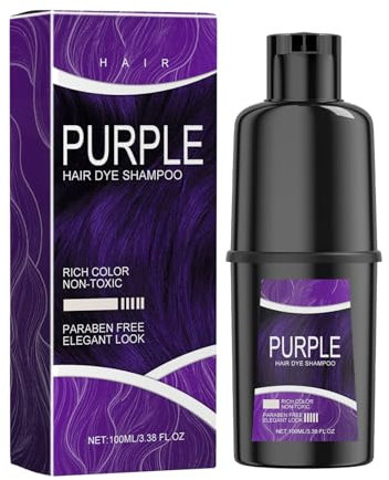 Pemarlis 100ml Champú para teñir las canas,Champú natural para teñir el cabello,Tinte para el cabello, Coloración del cabello, 3 en1 champú instantáneo para tinte de pelo, morado (5)