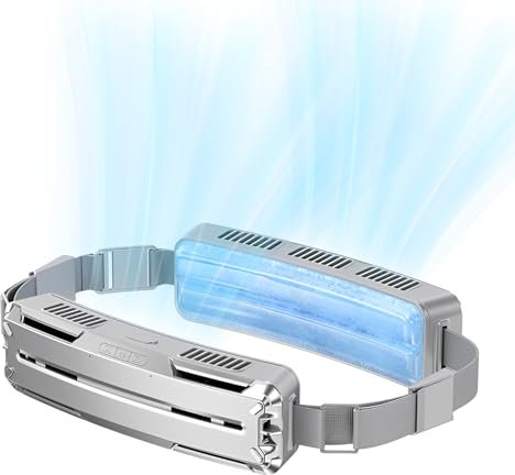 Goshyda Ventilateur de Taille Portable Rechargeable à 3 Vitesses d'Air, Ceinture Mains Libres pour le Camping, les Sports de Plein