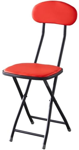 Tragbare Klappstühle Für Zuhause, Klappstuhl Für Die Freizeit Auf Dem Balkon, Bequeme Empfangsstühle Fürs Büro Mit Rückenlehne, Tragfähigkeit 150 Kg/330,7 Lbs(Red)