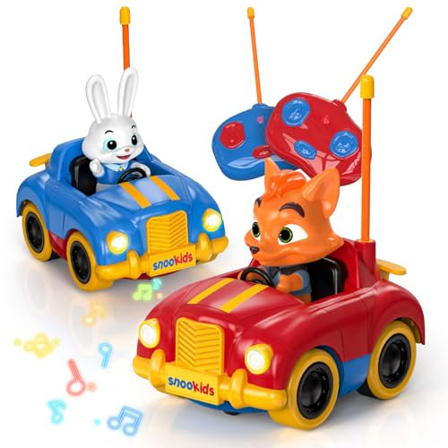 snookids Ferngesteuertes Auto - RC Auto Spielzeug für Kinder ab 2 3 4 5 6 Jahre, 2-teiliges Set Kinderspielzeug mit Lichtern und Musik, Geschenke für Mädchen Jungen