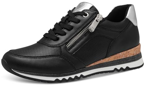MARCO TOZZI Damen Sneaker flach mit Reißverschluss Vegan, Schwarz (Black Comb), 40 EU