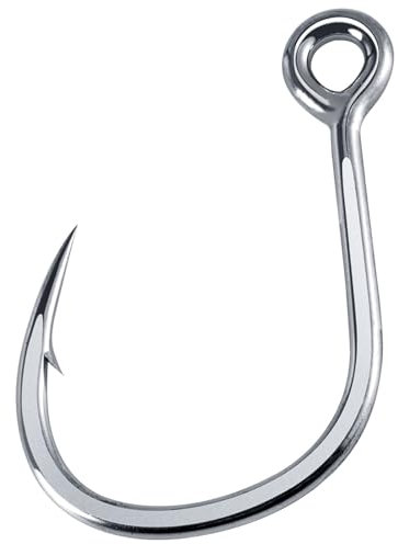 Dr.Fish 10 Pack Inline Single Hooks Welded Eyes Heavy Duty Saltwater Fishing Circle Hook Replacement for Hard Lures 4/0