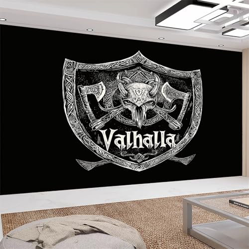 250x175cm Fototapete, Schildrunen Im Wikinger Stil Vlies Tapeten, Tapete für Wohnzimmer & Schlafzimmer, Wikinger Kunst Dekoration Fototapete