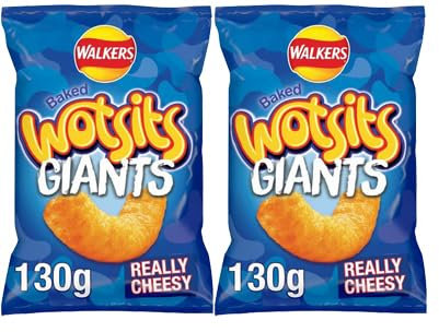 Giants Cheese Sharing Bag Crisps 2 x 130g,Baked not fried,Contain no artifical colours or preservatives,Great for sharing,Suitable for vegetarians, This pack contains 4-5 servings and is great for sha