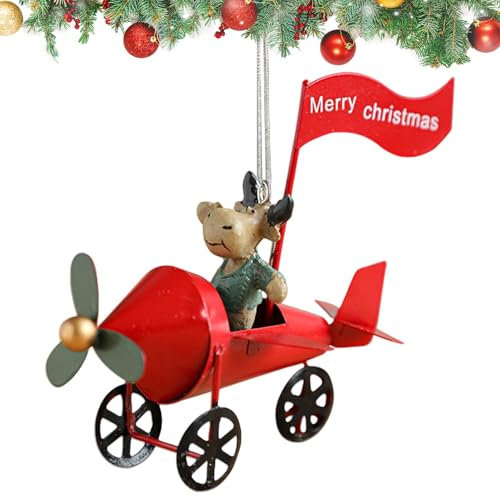 Figuras navideñas, Decoraciones navideñas | Estatua de Reno de con avión | Tablero de Mesa Decorativo para Colgar Navidad, Accesorios de Fiesta de Vacaciones para Mesa, Puerta, Ventana