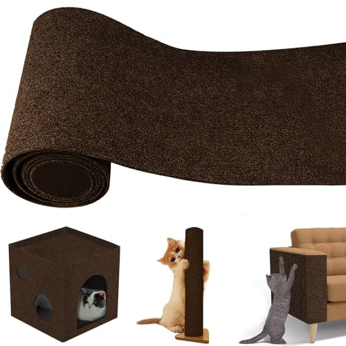 Hillylolly Tapis Griffoir pour Chat Auto-adhésif Gris, Protection Canapé Anti Griffe 40×200 cm, Climbing Cat Scratcher, Protège Canapés Meuble (Marron Foncé)