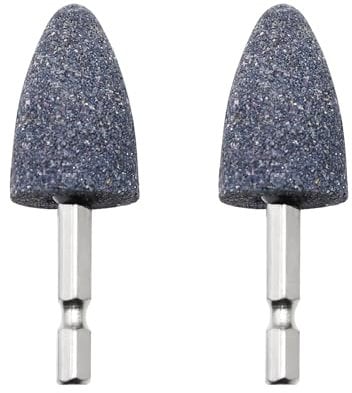 2 Pcs Hexagonal Handle Brown Corundum Grinding Stone,Conical Small Grinding Wheel Head Mounted Points,Sanding Drill Bit Grinding Attachment,Polishing Tool for Polishing Deburring Carving