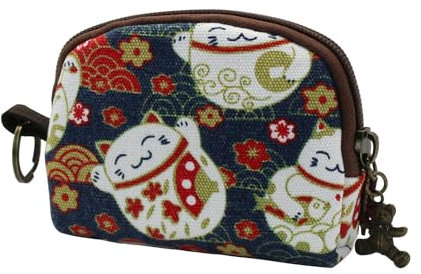 FuninCrea Monederos para mujer semicircular, pequeño monedero para mujer con diseño de animales para mujeres y niñas, cartera de lona, mini cartera para dama con llavero, Diseño 1, moderno