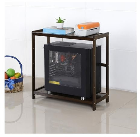 Soporte para CPU Soporte de torre for PC, soporte de CPU de bambú con almacenamiento, soporte de CPU de 2 niveles, estante de almacenamiento for oficina en casa, soporte for impresora debajo del escri