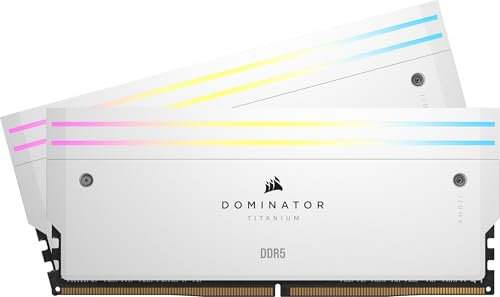 CORSAIR DOMINATOR TITANIUM RGB DDR5 RAM 96GB (2x48GB) 6000MHz CL30-36-36-76 1.40V AMD EXPO Intel XMP 3.0 Memoria per Computer – Bianco (CMP96GX5M2B6000Z30W)