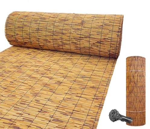Générique Jardin Brise Vue en Bambou, 50 cm à 140 cm de Hauteur, Canisse Clôture Extérieure, Roseau Brise-Vue avec Attaches Zip, pour Balcon, Porche, Piscine, Plafond (50 x 1000 cm)