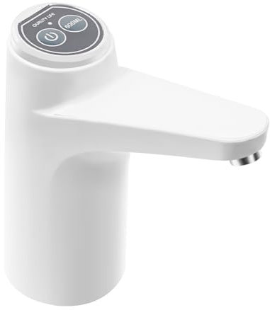 Elektrischer Wasserspender, Wasserflaschen Pumpe mit LED-Anzeige,Trinkwasserpumpe, USB-Akku 1200 mAh, Zwei Modelle, Wasserflaschenpumpe für Camping Zuhause Home Office (Weiß)