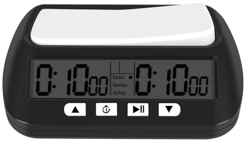Jevina Reloj de ajedrez, temporizador digital de ajedrez y temporizador de juego, reloj portátil multiusos negro