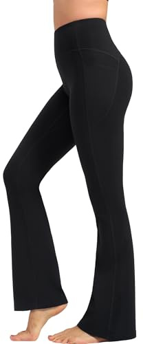 Yvette Dame Schlaghose Flared Yoga bequem Leggings hohe Taille Jogginghose,Schwarz, XL