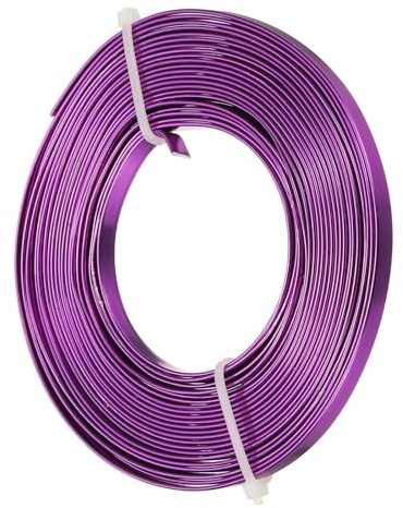 QUARKZMAN 18 Gauge Flacher Aluminiumdraht 16.40 Ft Dunkelviolett | Aluminium Basteldraht, 5mm Breiter, Für Blumen Bonsai Basteln Schnitzen DIY Fassung Skulptur Schmuck Metall Umhüllung
