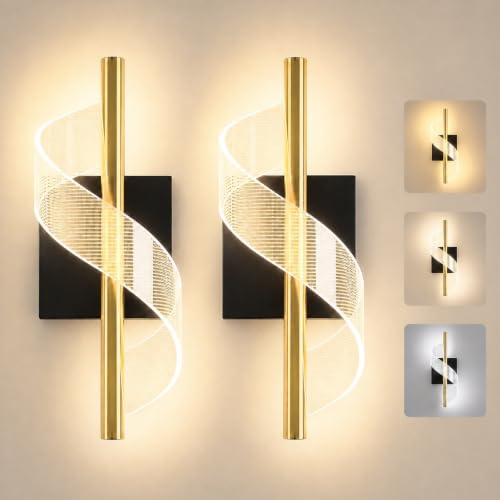 T-SUNUS LED Wandleuchte Innen Akku, Kabellose Wandlampe Innen Akku mit Fernbedienung, 3 Farbtemperatur Dimmbar für Wohnzimmer Schlafzimmer Korridor Treppe 2 Stück