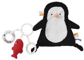 Vertbaudet Plüschtier mit Rassel Pinguin weiß
