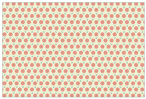 Wallario Küchenrückwand selbstklebend 90 x 60 cm, Motiv: Muster mit roten Blumen und grünen Blättern | Spritzschutz abwischbar & pflegeleicht