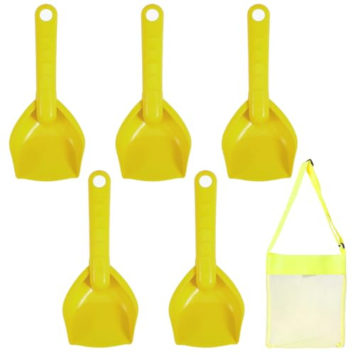 JHAZUN Set 5 Pale Da Spiaggia Per Bambini 7 Pollici In Plastica Colorata Giocattoli Da Spiaggia Per Scavo E Giochi All'Aperto,Con Borsa Portaoggetti