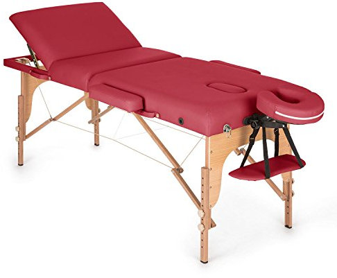 KLAR FIT MT 500 - Table de Massage Pliante Professionnelle, 210cm avec cavité faciale (Rembourrage Mousse, entièrement modulable, Hauteur de Pieds Ajustable, Housse de Transport) - Rouge