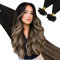 Ugeat U Tip Extensions Echthaar Bondings 45cm Schwarz Balayage Seidig Haarverlängerung Bonding Extensions Echthaar Ombre Keratin Extensions Braun Blond 50g 50s für Reisen 1B/4/27