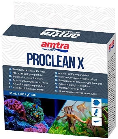 Amtra Proclean X - attivatore batterico per filtri d’acquari d'acqua dolce e marina, attivatore del ciclo dell'Azoto. Formato 10 fiale x 5 ml