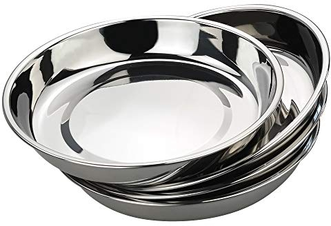 Fosly Lot de 4 plats de service ronds en acier inoxydable