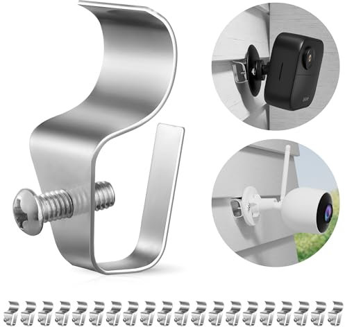 HUXOR Siding Clips, 20-Pack Vinyl Siding Hooks for Hanging Outdoor Blink, Arlo, Ring Cameras, No Drilling, No-Damage Weatherproof Stainless Steel Siding Hooks