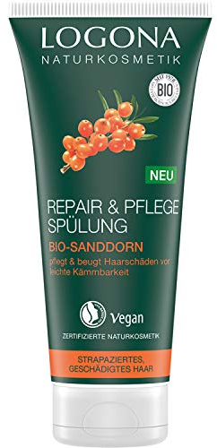 LOGONA Naturkosmetik Repair & Pflege Spülung Bio-Sanddorn, Intesive Pflege für trockenes, Geschädigtes Haar, Reapriert, 200 ml