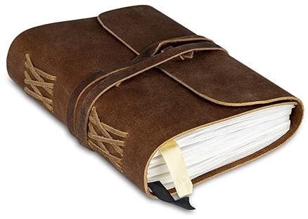 WANDERINGS Ledergebundenes Notizbuch - Blanko Papier - Handgefertigtes Echtleder-Notizbuch, Geeignet Als Planner, Tagebuch Oder Kleines Notizheft -