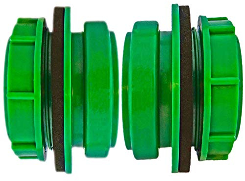 2 Stück DN50 Anschraub-Muffe grün UV-stabilisiert | Außengewinde 2 Zoll (ca. 59mm) Regentonnenverbinder Regentonne Airfit