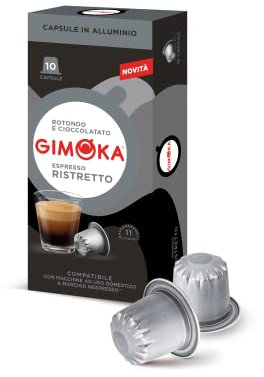 Gimoka Mélange Espresso Ristretto intensité 11/13-100 Capsules Aluminium - Compatibles avec les machines à café à usage domestique Nespresso* - Produit en Italie (lot de 10 x 10)