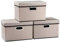 PRANDOM Faltbarer Aufbewahrungsboxen mit Deckel,Leinenstoff Dekorative Aufbewahrungsbox,Organizer Container,Schlafzimmer,Garderobe,Wohnzimmer,Hellgrau[3 Pack] 38x25x25cm