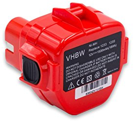vhbw Batteria sostituisce Makita 1220, 1222, 1233, 1234, 1235, 1235F, 1250, 192536-4, 192597-4 per attrezzi da lavoro (1500mAh NiMH 12V)
