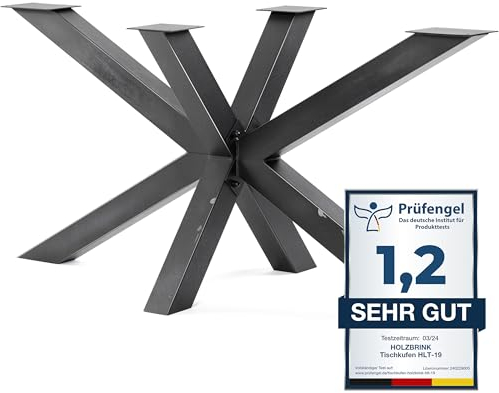 HOLZBRINK Tischgestell Spider | Massive Tischkufen/Tischbeine Metall Rohstahl mit Klarlack für Couchtisch, Esstisch, Schreibtisch, Konferenztisch | 1 Stück Tisch-Füße 150x70 cm | Höhe 72 cm