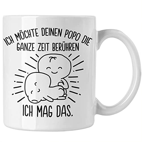 Trendation Tasse für Freundin Lustig Geschenk Valentinstag Geschenkidee Paare Kaffeetasse Spruch Liebe Mann Popo Anfassen