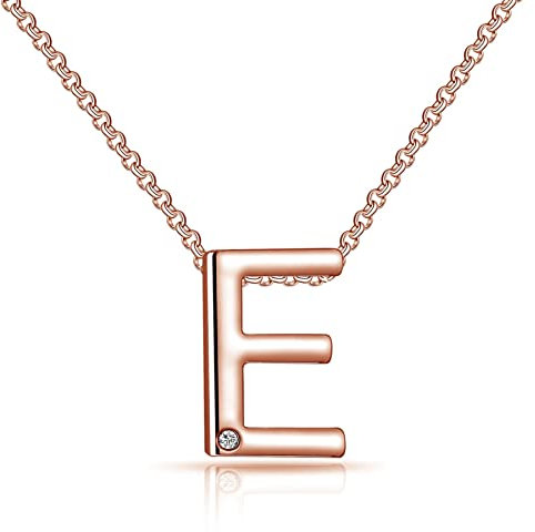 Philip Jones Rose Gold Plated Initial Necklace Letter E Created with Zircondia® Crystals