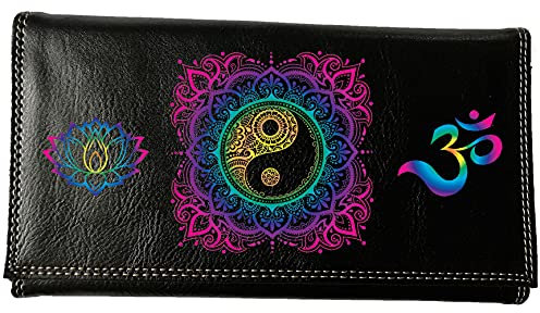 Syl'la Compagnon Tout-en-Un Porte chéquier en Simili Cuir Personnalisé Mandala Ying Yang