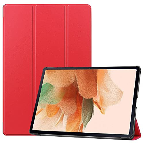 Kepuch Custer Cover per Samsung Galaxy Tab S8 Plus 5G SM-X800 SM-X806,S7 Fe/S7 Plus 12.4 T730 T735 T736 T970 T975 T976,PU-Pelle Case Custodia - Rosso