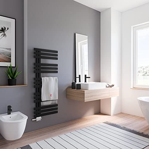 Schulte Designheizkörper Emma, Größe: 123,6 x 50 cm Stahl pulverbeschichtet, Farbton: Mattschwarz