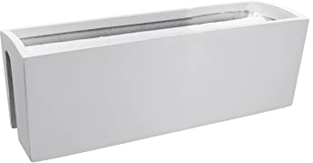 VIVANNO Balkonkasten Blumenkasten Fiberglas BALKONA Classic (22x60x19 cm, Weiß Matt)