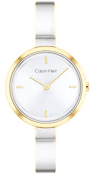 Calvin Klein Analog Quarzuhr für Damen mit Zweifarbiges Edelstahlarmband - 25200189