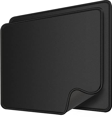 KTRIO 2 Pack Mouse Mat 275x215x3mm [30% Larger] Black Mouse Mats Gaming Mouse Pad Mousepads with Stitched Edges, Waterproof Mousemat with Non-slip Rubber Base Mousepad, Mouse Mats for Computers