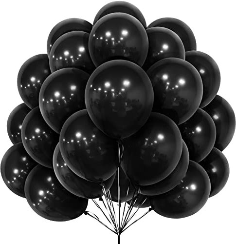Schwarze Luftballons Set, 30 Stück Ballon 12 Zoll matt schwarz Ballons mit Band für Männer Jungen Frauen Geburtstag Party Graduierung Neujahr Ruhestand Halloween Weihnachten Jahrestag Dekorationen
