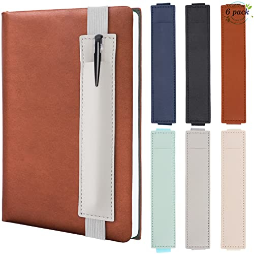 Towviy 6 Stück Stifthalter Notizbuch, PU Leder Wiederverwendbare Tagebuch Stifthalter mit Elastisch Band Tragbare Elastische Stiftetasche Stiftetui für Notizbuch Planer(6 Farben 16.5 x 3.5cm)